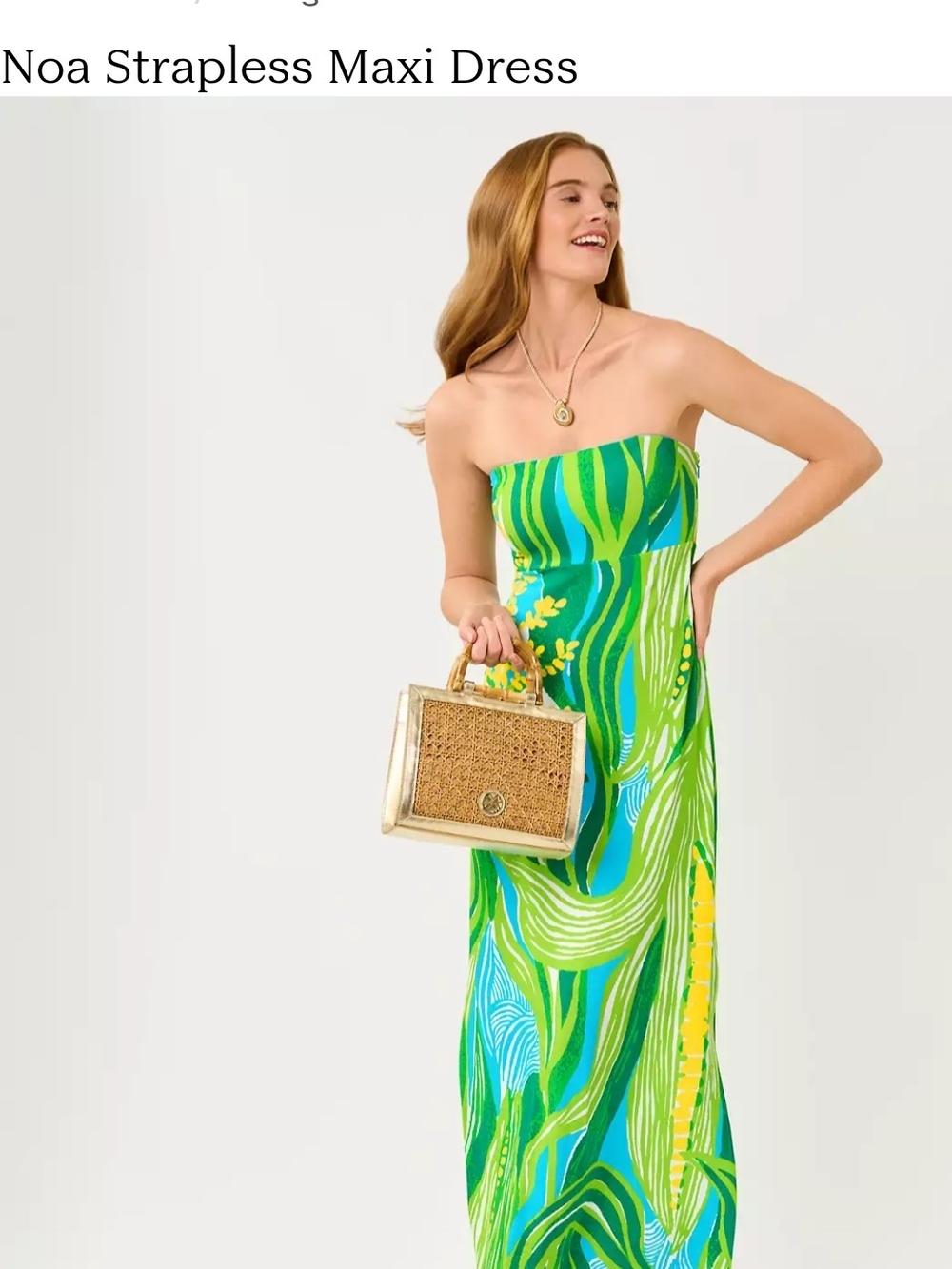 Lilly Pulitzer Strapless Green & Blue Print Maxi Dress